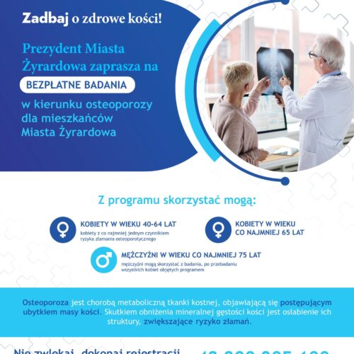 Siatkarze z Żyrardowa, Prezydent Miasta oraz Miasto Żyrardów zapraszają na bezpłatne badania osteoporozy